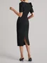 Women's Short Sleeve Summer Plain Lace Dress Off The Shoulder Holiday Going Out Urban Midi Bodycon