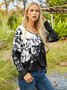 Regular Fit Crew Neck Color Block Top