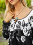 Regular Fit Crew Neck Color Block Top