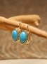 Vintage Geometric Blue Gem Turquoise Earrings Elegant Jewelry