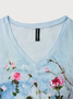 JFN V Neck Casual Floral Summer Daily T-shirt