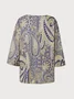 JFN V Neck Casual Ethnic Blouse Paisley 3/4 Sleeve Top