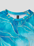 JFN Crew Neck Ombre Color Block Leaves Floral Casual Cotton-Blend T-Shirt