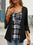 Casual Others Regular Fit Plaid Top