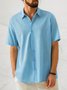 Men's Lapel Solid Color Short Sleeve Men's Linen Shirt