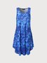 JFN Round Neck Pockets Leaves Casual Mini Dress