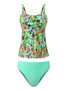Vacation Floral Printing Spaghetti Tankinis Two-Piece Set