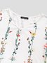 JFN Floral Cut-out Sleeve Vine-print Lace-sleeve-paneled T-shirt Top