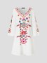 JFN V Neck Tribal  Beach Vacation Casual Mini Dress