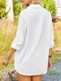 White Holiday Solid Cotton-Blend Blouse