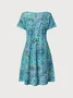 Women's A Line Dress Midi Dress Blue Half Sleeve paisley Print Spring Summer V Neck Casual Modern