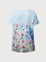 JFN V Neck Casual Floral Summer Daily T-shirt