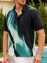 Mens Rock Wave Print Casual Breathable Short Sleeve Hawaiian Shirt