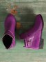 Women Vintage Round Toe Chunky Heel Casual Short Boots