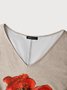 JFN V NeckFloral Design Casual  Loose V-Neck Knit Long Sleeve Sweatshirt
