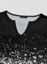 JFN V Neck Ombre Cute Pattern Short Sleeve Casual Tunic T-Shirt/Tee
