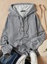 Women's Solid Color Hooded Button Drawstring Sweatshirt