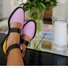 2019 Fashion Trends Low Heel Pink Color block Buckle Flats