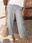 Light Gray Casual Cotton-Blend Solid Pants