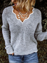 JFN V Neck Solid Casual Sweater