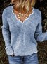 JFN V Neck Solid Casual Sweater