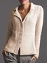 JFN Notched Collar Solid Causal Cardigan