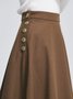 Brown Vintage Wool Blend Buttoned Skirt
