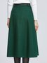 Plus Size Green Elegant Wool Blend Skirt