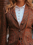 Brown Paneled Vintage Cotton-Blend Blazer