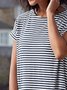 Striped Pockets Mini Dress Plus Size Summer Weaving Dress