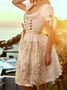 Dirndl Oktoberfest Holiday Lace-up Paneled V-neck Short Sleeve Midi Dress