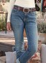 Blue Vintage Denim Pockets Plain Jeans