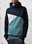 Autumn and winter leisure color matching sports Turtleneck Geometric Color-Block Sweatshirt