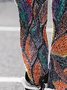 Cotton-Blend Abstract Leaf Womens Leggings Pants