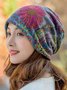 JFN  Vintage Multicolor Geometric Floral Printed Casual Knitted Hat