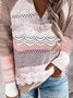 Lace V-Neck Casual Sweaters