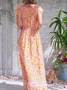 JFN Ditsy Floral Shift Boho Frill Sleeve Weaving Dress
