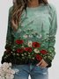 Women Calico Print Long Sleeve O-neck Casual Sweatshirts