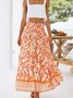 Fashion Holiday Floral Print Casual Skirt