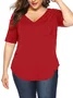 JFN Solid V Neck Casual Tops