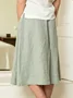 Holiday Green Solid Loose Casual Skirt