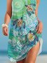 Marine Life Floral-Print Resort Knitting Dress