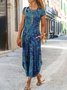 JFN Round Neck 
Paisley Ombre Vacation Maxi Dresses 