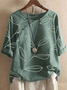 JFN Round Neck Leaves Casual Blouse