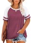 Plus-Size Tops for Women Summer Crew Neck T Shirts Raglan Tees L-5XL