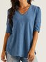 JFN V Neck Solid Casual T-Shirt/Tee
