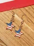 New Independence Day fashion oil drop American flag earrings, European and American pentagram star heart flag earrings