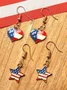New Independence Day fashion oil drop American flag earrings, European and American pentagram star heart flag earrings