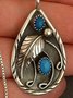 JFN  Inlaid Turquoise antique dyed black feather   Necklace