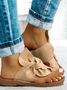 JFN  Women Flat Heel Bowknot Daily Slip On Sandals Pink